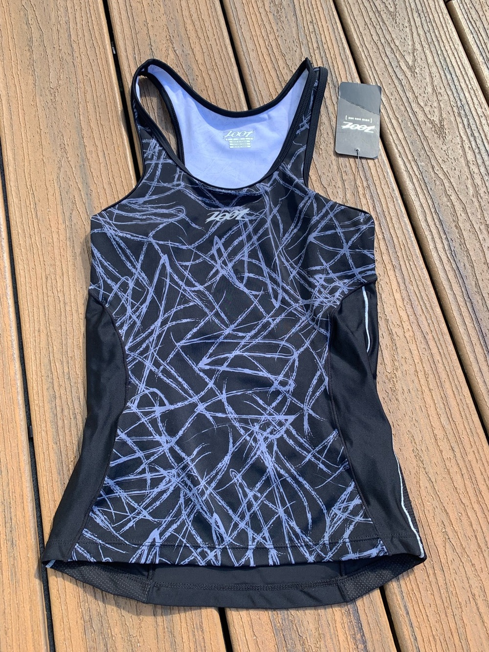 Zoot Black Tank Top with Lavender Scribble Print Size S